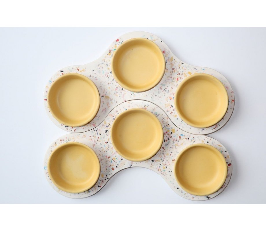 Handcrafted Abstract Passover Seder Plate, Yellow Plate Design - Graciela Noemi