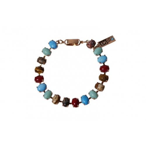 Handcrafted Amaro Bracelet, Colorful Oval Small Semi-Precious Stones