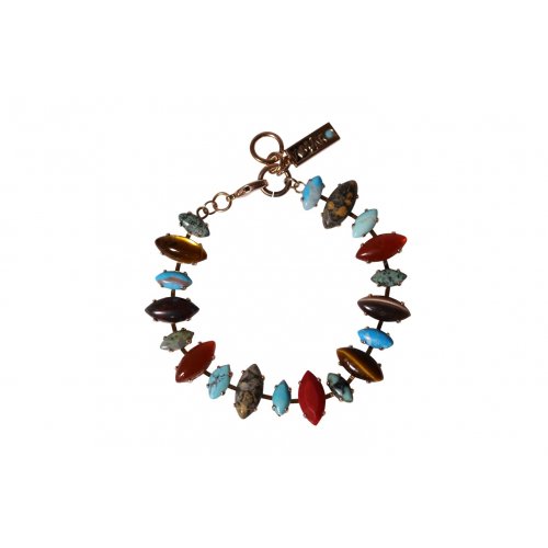 Handcrafted Bracelet, Assorted Size Marquise Semi Precious Stones - Amaro