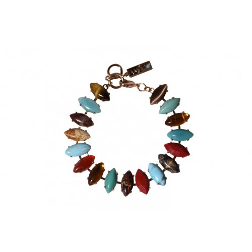 Handcrafted Bracelet, Colorful Marquise Semi-Precious Stones - Amaro