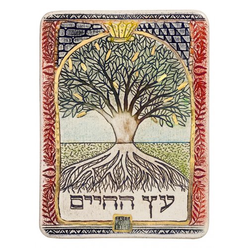 Handcrafted Ceramic 24K Gold Decorated Plaque, Tree of Life - Art in Clay