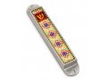 Handcrafted Ceramic Beaded Colorful Mezuzah Case, Flowers - Iris Design