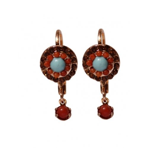 Handcrafted Drop Earrings with Semi-Precious Gems, Oriental Design - Amaro