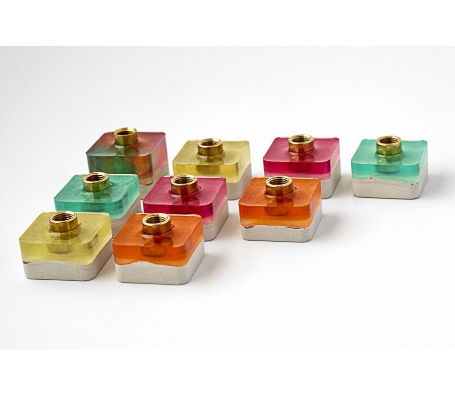 Handcrafted Modular Cubed Colorful Hanukkah Menorah - Graciela Noemi