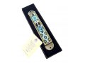 Handcrafted Pewter & Enamel Beaded Light blue Mezuzah Case, Love Birds - Iris Design