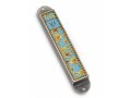 Handcrafted Pewter & Enamel Beaded Mezuzah Case, Golden Swirls - Iris Design