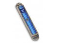 Handcrafted Pewter Beaded Mezuzah Case Blue, Star of David - Iris Design