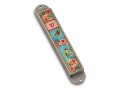 Handcrafted Pewter Enamel Beaded Mezuzah Case, Roses and Birds - Iris Design