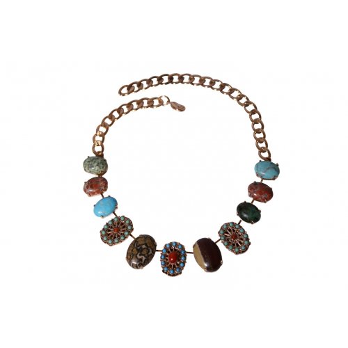 Handcrafted Semi Precious Stones on Rose Gold Chain, From Isis Collection - Amaro
