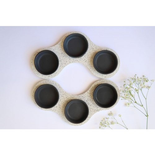 Handcrafted Terrazo Passover Seder Plate, Black and White - Graciela Noemi