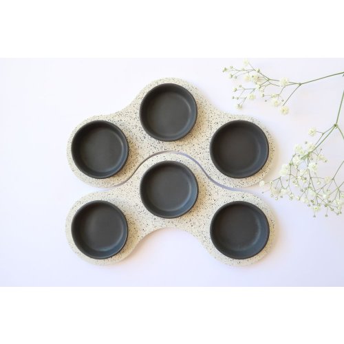 Handcrafted Terrazo Passover Seder Plate, Black and White - Graciela Noemi