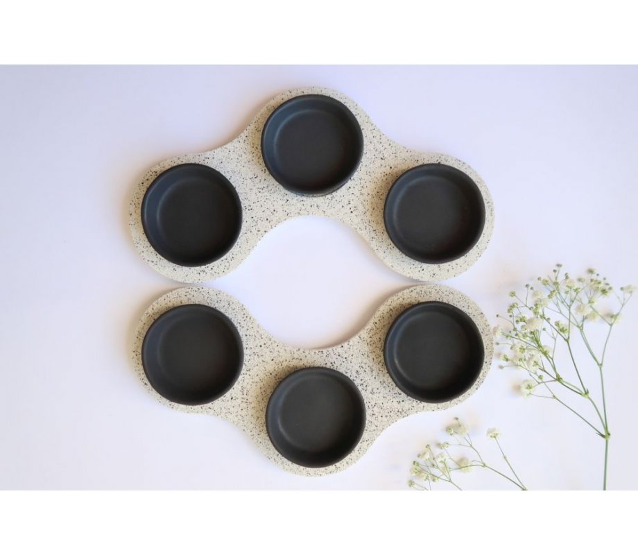 Handcrafted Terrazo Passover Seder Plate, Black and White - Graciela Noemi
