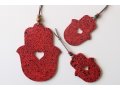 Handcrafted Terrazzo Hamsa with Red and Black Dots, Cutout Heart  Graciela Noemi