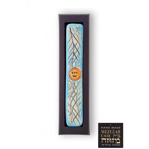 Handmade Ceramic Mezuzah Case, Date Branches - Amir at Art in Clay