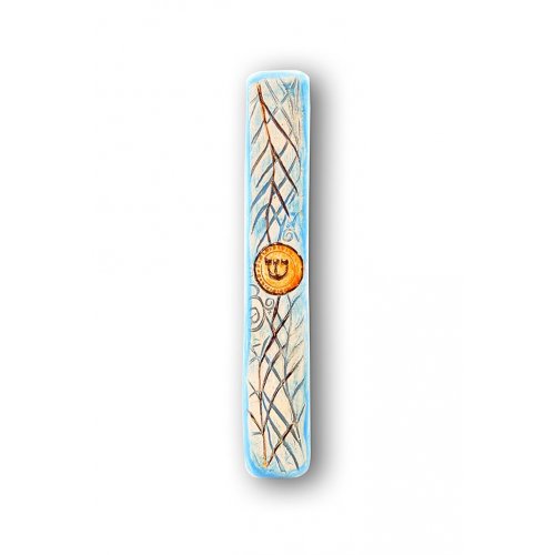 Handmade Ceramic Mezuzah Case, Date Branches - Amir at Art in Clay