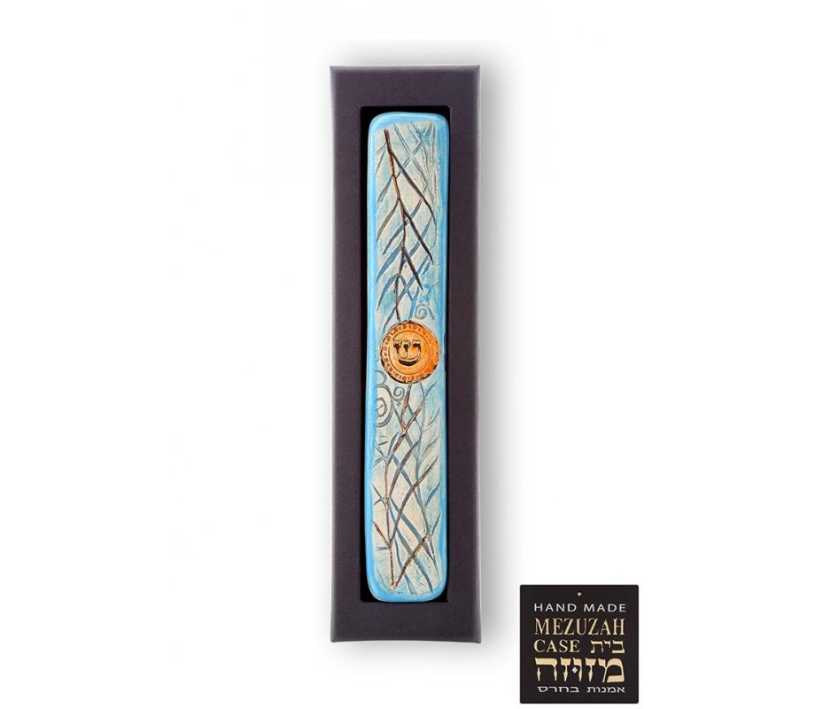 Handmade Ceramic Mezuzah Case, Date Branches - Amir at Art in Clay