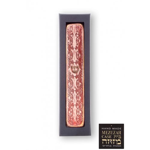 Handmade Ceramic Mezuzah with Decorative Design - Art in Clay