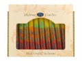 Handmade Decorative Galilee Shabbat Candles - Green, Yellow and Red with Streaks