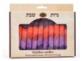 Handmade Decorative Galilee Shabbat Candles - Purple and Red with Streaks