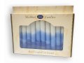 Handmade Decorative Galilee Shabbat Candles - Shades of Blue and White with Streaks