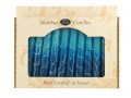 Handmade Decorative Galilee Shabbat Candles - Turquoise and Blue with Streaks