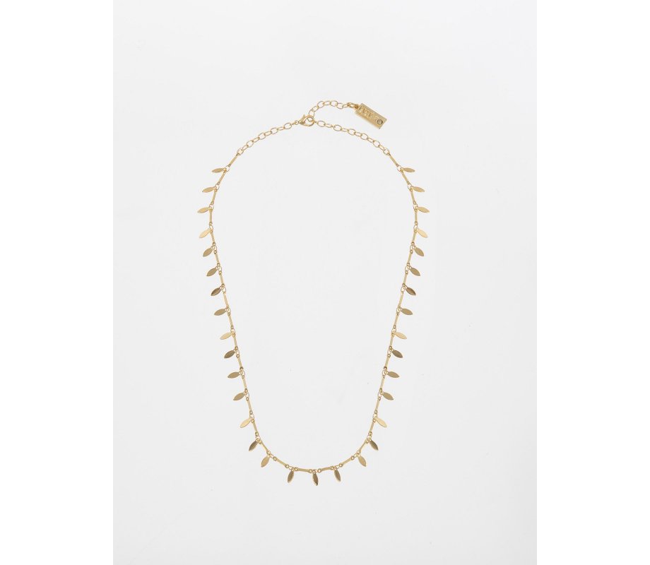 Handmade Gold Plated Necklace with Mother of Pearl Leaves - Amaro