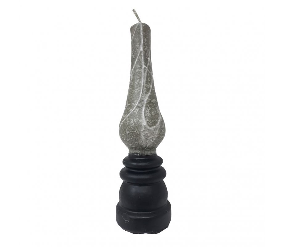 Handmade Lamp Havdalah Candle, Black and Gray - Galilee Style