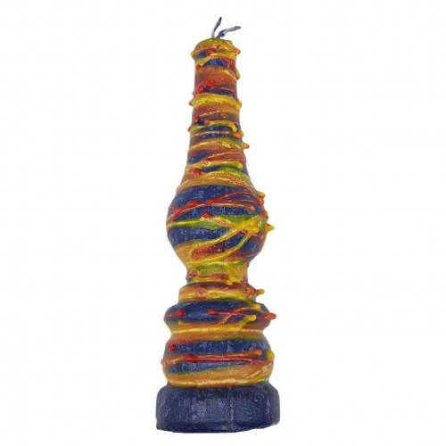 Handmade Lamp Havdalah Candle, Blue, Orange and Yellow - Galilee Style