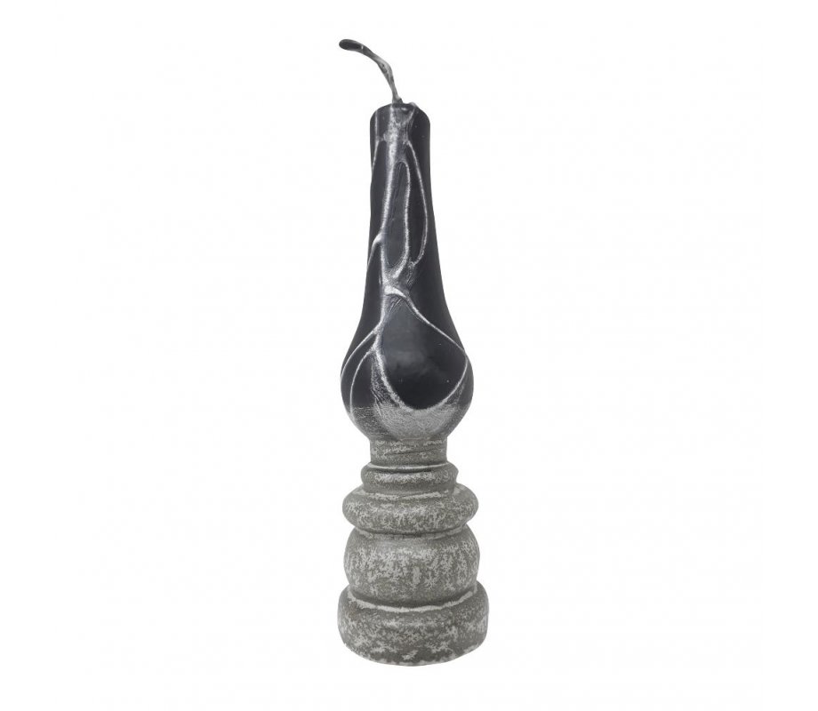 Handmade Lamp Havdalah Candle, Gray and Black - Galilee Style