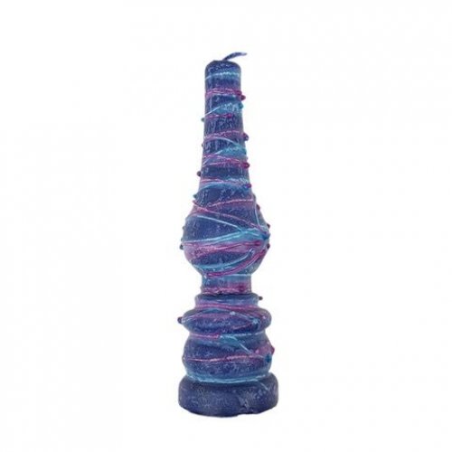 Handmade Lamp Havdalah Candle with Threads of Wax, Purple and Blue - Galilee Style
