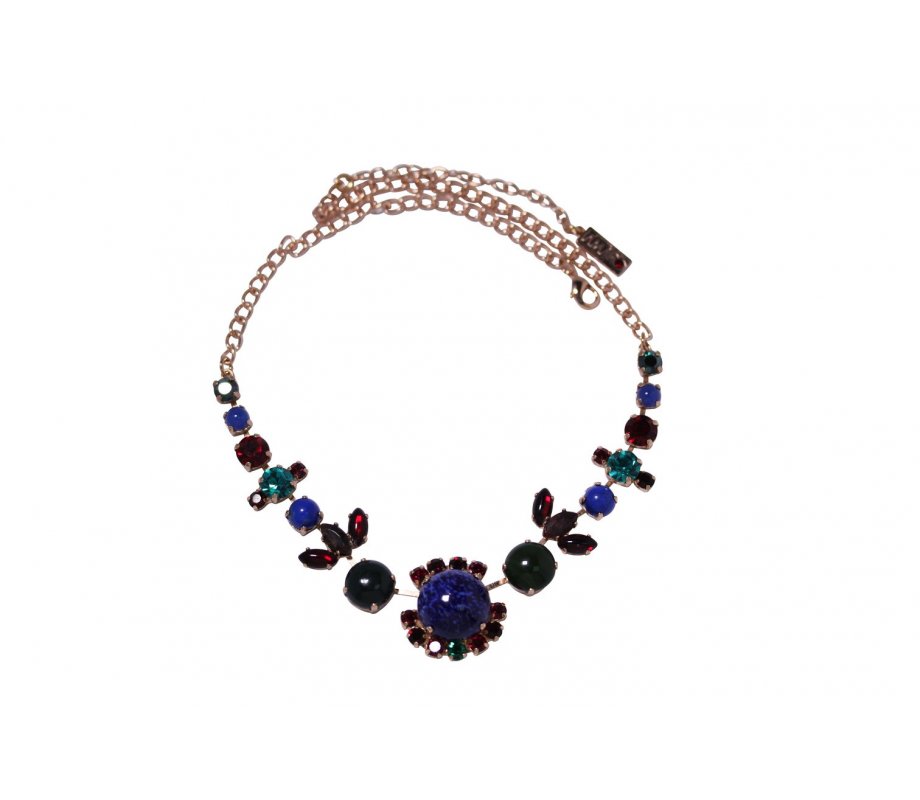 Handmade Necklace, Blue-Purple Precious Stones - From Crown Collection - Amaro