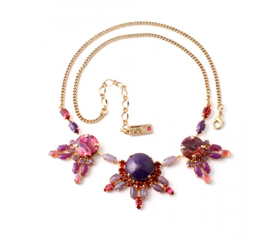 Handmade Necklace of Semi Precious Gems, From the Radiant Orchid Collection - Amaro