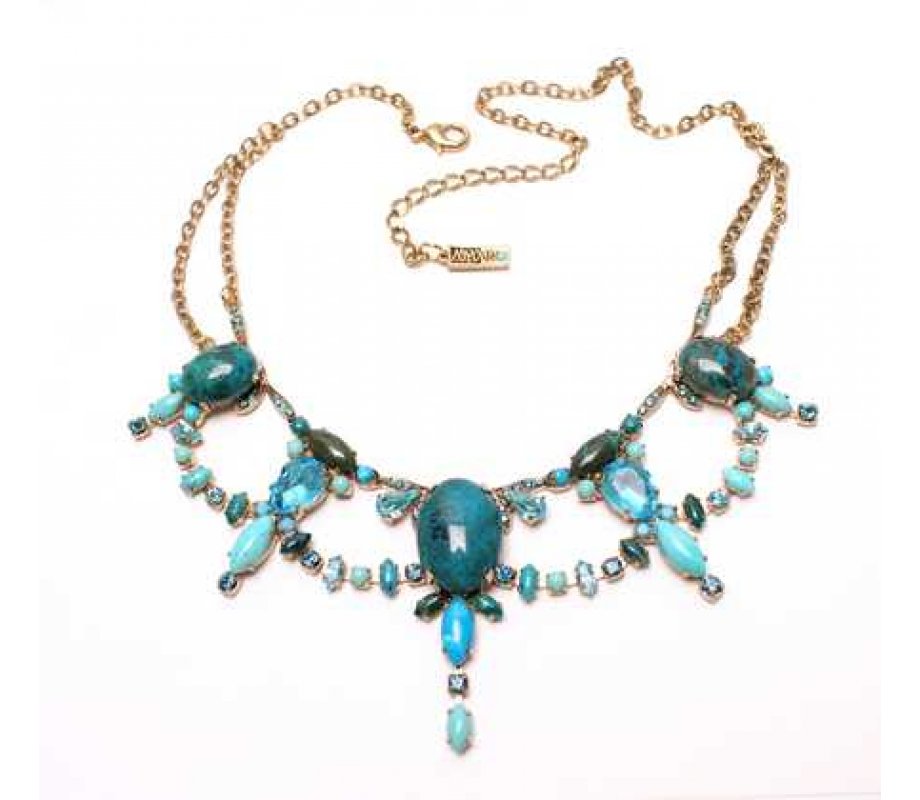 Handmade Necklace with Turquoise Stones, From the Ocean Collection - Amaro