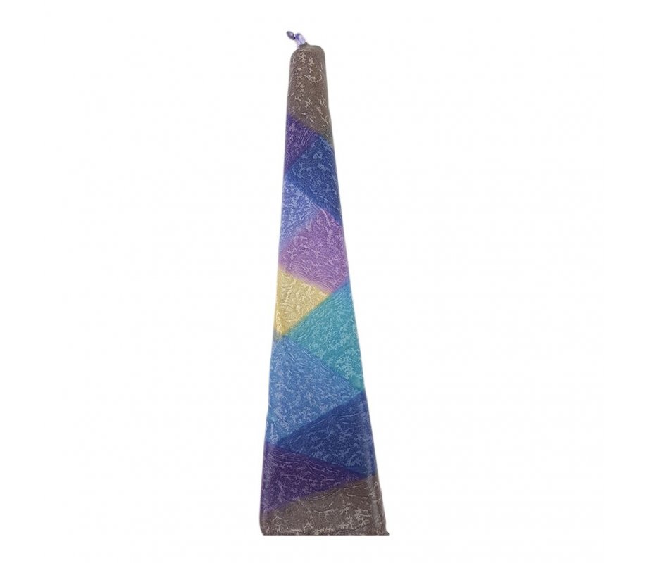 Handmade Pyramid Havdalah Candle, Colorful Diamond Shapes - Galilee Style