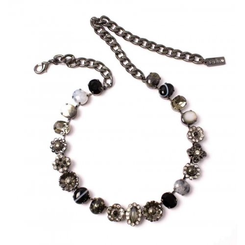 Handmade Silver and Black Necklace, Semi Precious Gems, Primitive Collection - Amaro