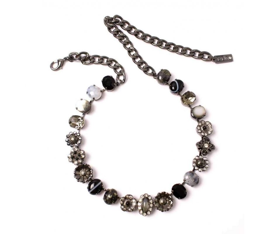 Handmade Silver and Black Necklace, Semi Precious Gems, Primitive Collection - Amaro