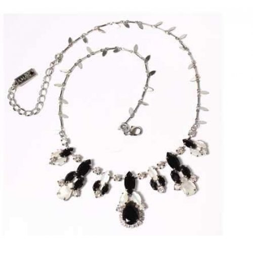 Handmade Snowdrop Necklace, Black and White Semi Precious Stones - Amaro