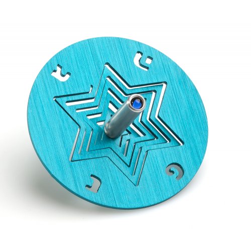 Hanukkah Dreidel and Stand Star of David, Turquoise - Adi Sidler