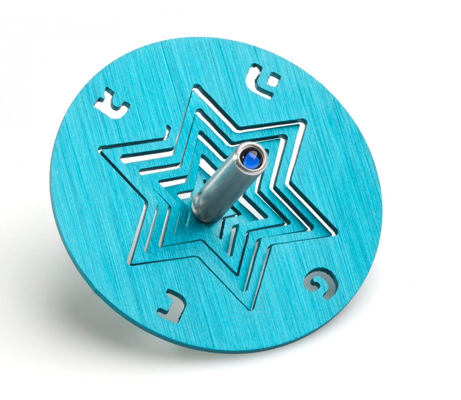 Hanukkah Dreidel and Stand Star of David, Turquoise - Adi Sidler