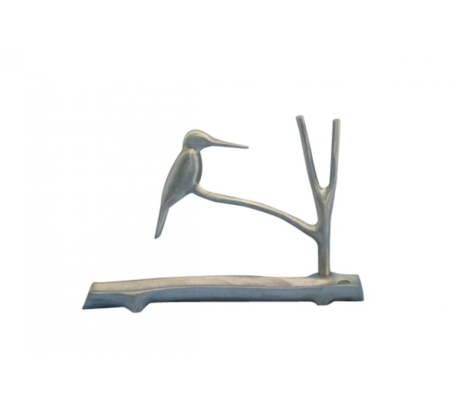 Hanukkah Menorah, Kingfisher Bird on Tree Branch - Shraga Landesman