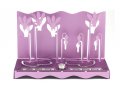 Hanukkah Menorah Slender Cyclamen Flowers, Violet - Shraga Landesman