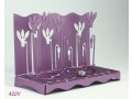 Hanukkah Menorah Slender Cyclamen Flowers, Violet - Shraga Landesman