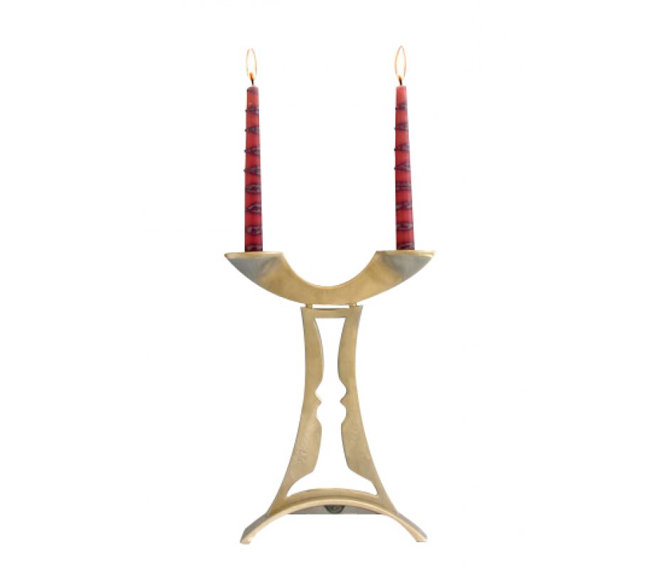 Harmony Double Image Inbal Candle Holders - Aluminum by Shraga Landesman