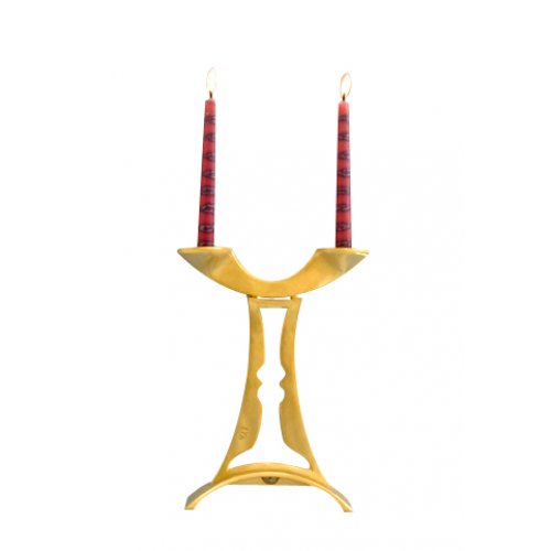 Harmony Double Image Inbal Candle Holders - Brass by Shraga Landesman