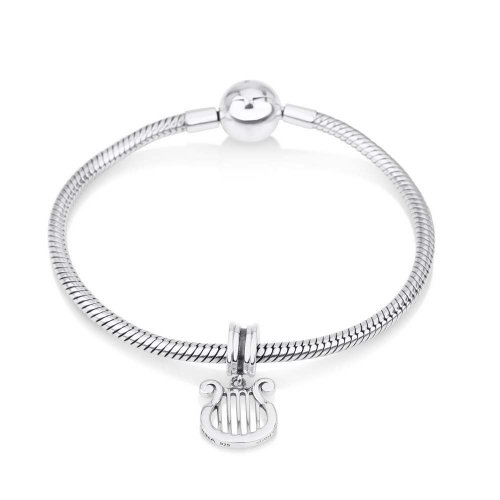 Harp Bracelet Charm in Sterling Silver