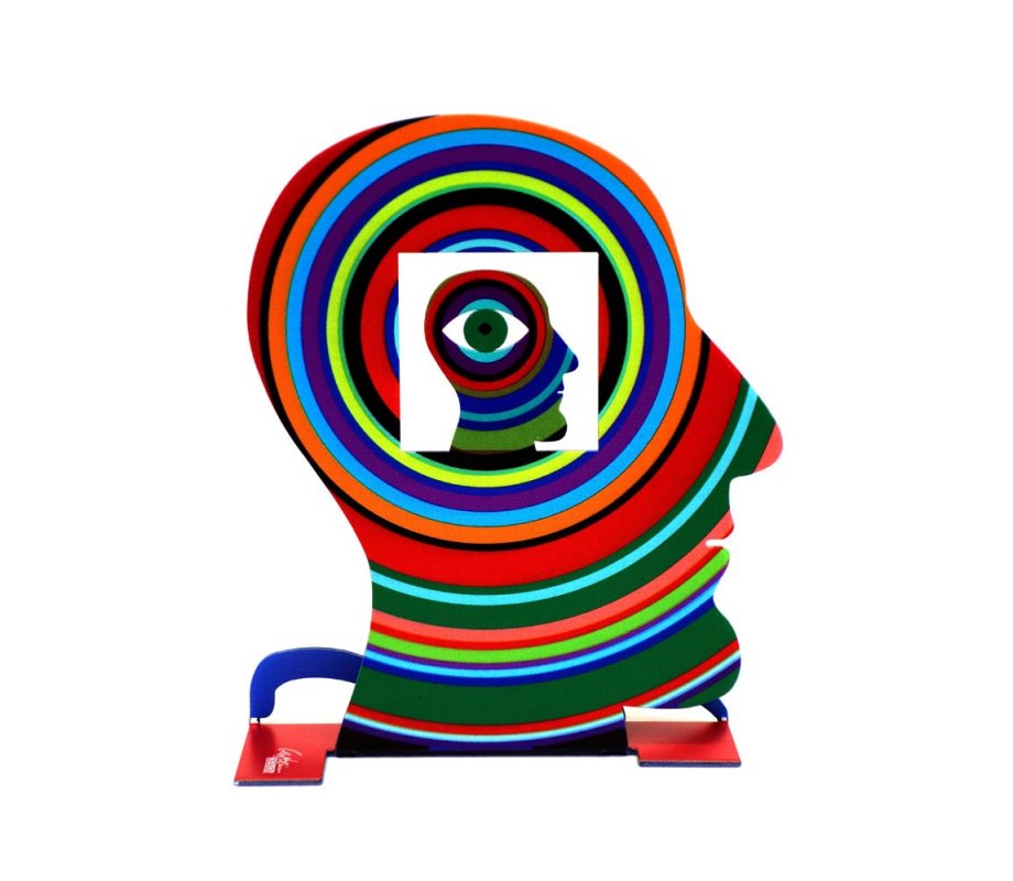 Head Within a Head Free Standing Double Sided Head Sculpture - David Gerstein