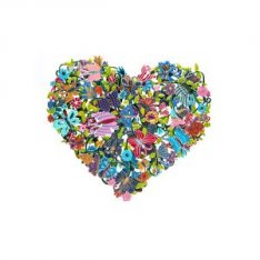 Heart Shape Wall Hanging, Double Layer Cutout Colorful Butterflies - Yair Emanuel