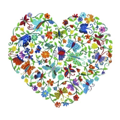 Heart Shaped Colorful Wall Decoration, Butterflies 6.6 High - Yair Emanuel