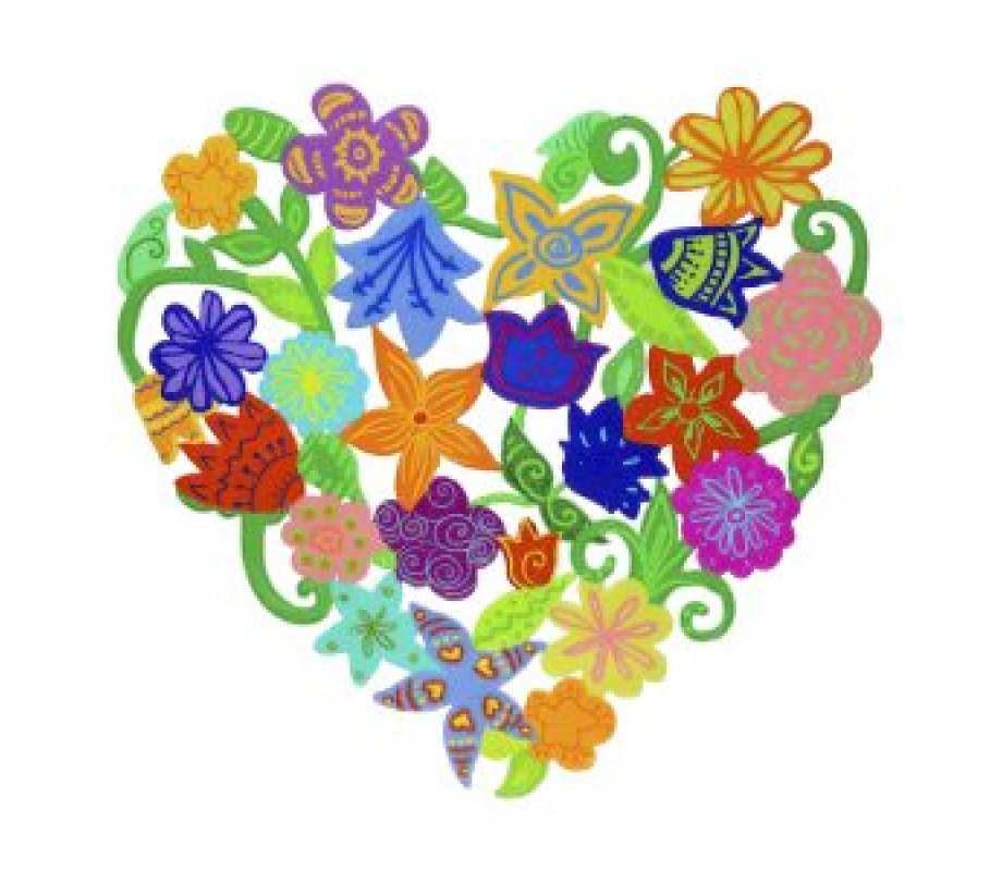 Heart Shaped Colorful Wall Decoration, Flowers 6.6
