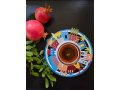 Honey Dish with Glass Bowl, Jerusalem in Lively Colors - Dorit Judaica